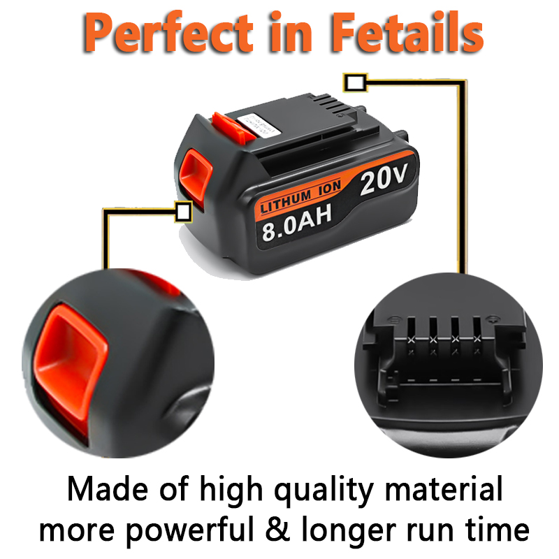 high capacity 8Ah LBX20 Replac - đánh giá và giá Black+Decker Tool 20V Max
